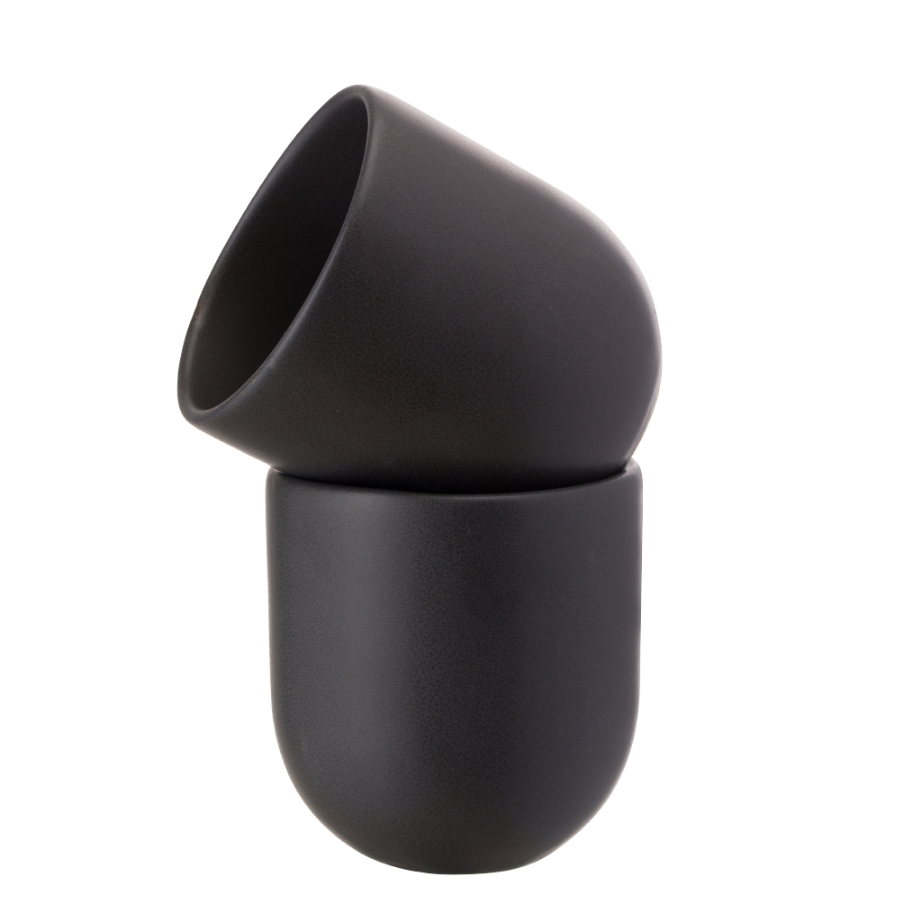 SET 2 PAHARE CAFEA VULCANO NEGRU CARBON MAT (1 PAHAR 250ML, 1 PAHAR 75ML) [10]