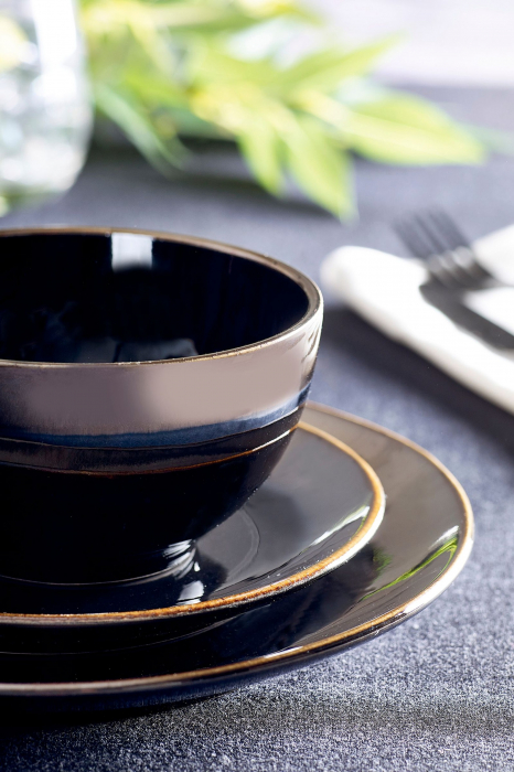 Set 3 Piese AGORA Negru Cupru Lucios ( Farfurie 26 cm, Farfurie 20 cm, Bol 16 cm 450 ml ) [3]