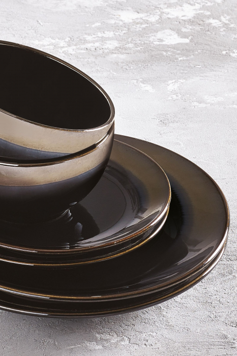 Set 3 Piese AGORA Negru Cupru Lucios ( Farfurie 26 cm, Farfurie 20 cm, Bol 16 cm 450 ml ) [2]