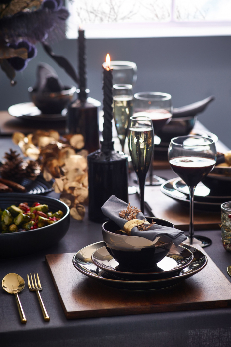 Set 3 Piese AGORA Negru Cupru Lucios ( Farfurie 26 cm, Farfurie 20 cm, Bol 16 cm 450 ml ) [4]