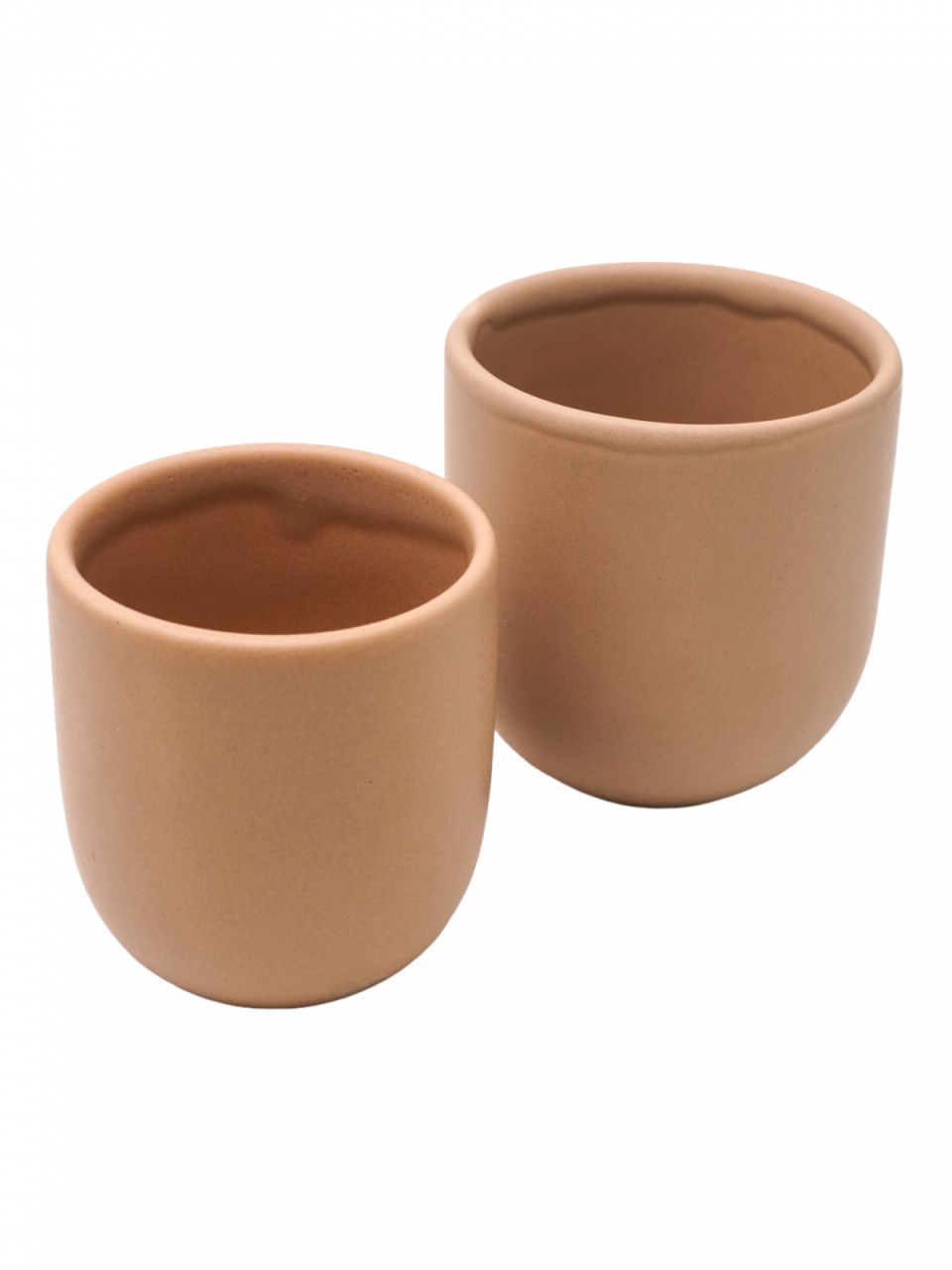 Set 3 cesti cafea ceramica, (250ml, 150ml, 80ml), pahare Novum Margo, bej deschis mat, gresie glazurata manual [3]