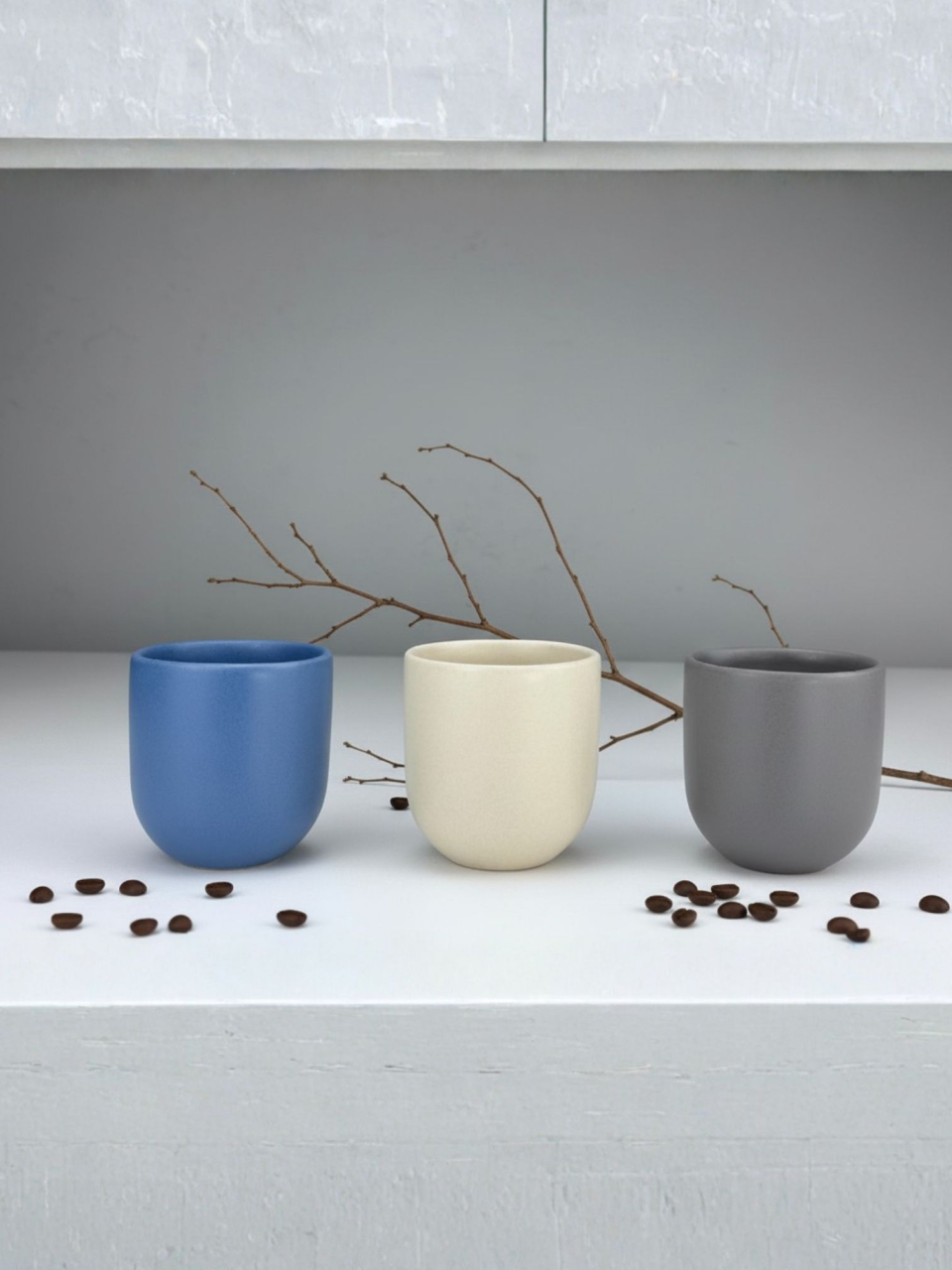 Set 3 cești cafea Pahare Novum Trio Aurora, glazură mată, 250ml [4]