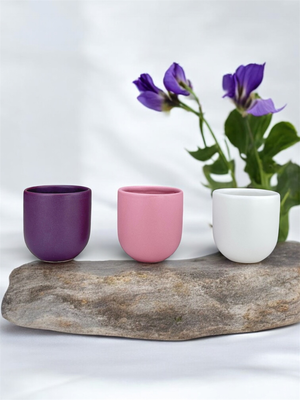 Set 3 cești cafea Pahare Novum Trio Iris, glazură mată, 250ml [3]