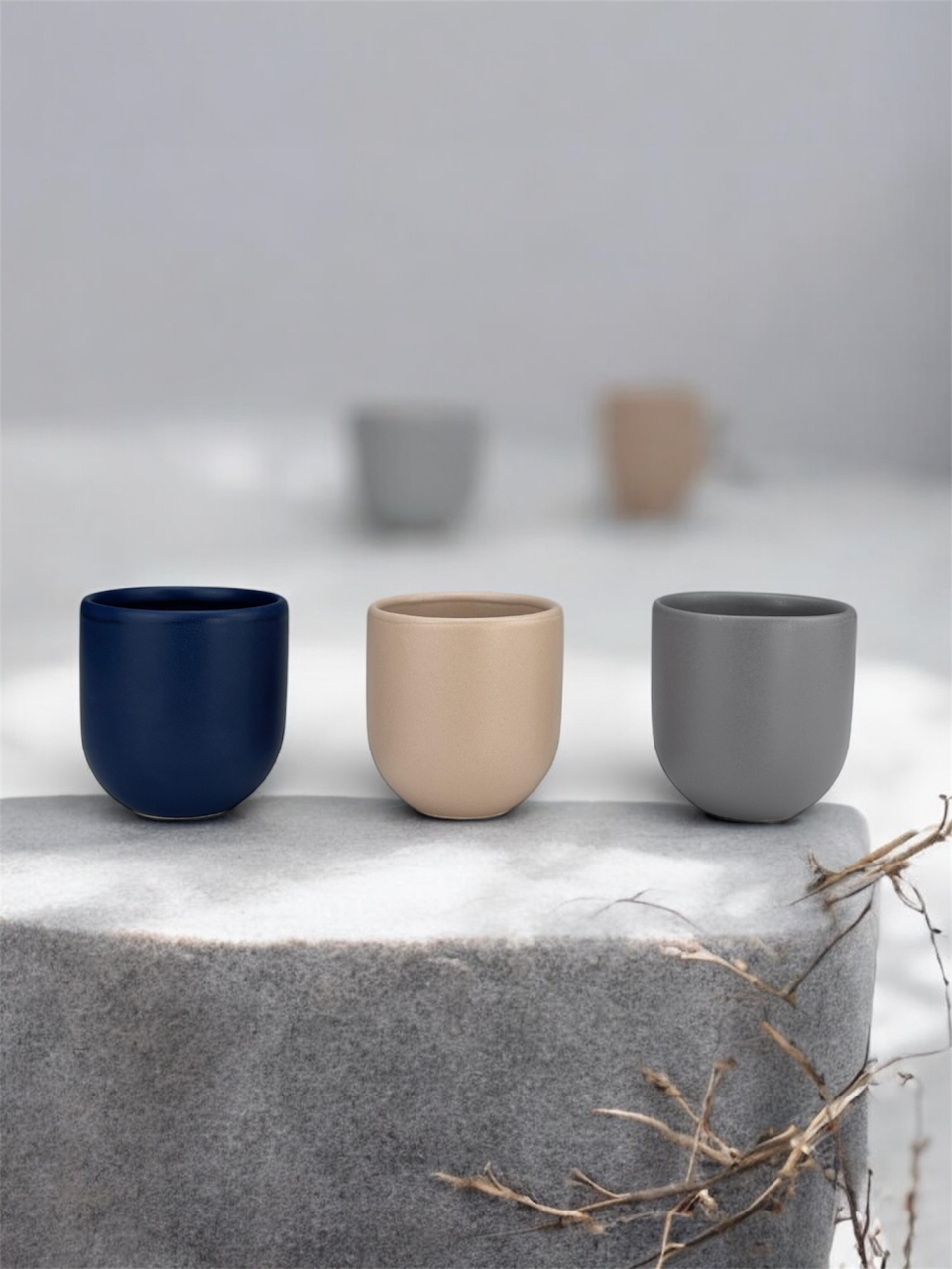 Set 3 cești cafea Pahare Novum Trio Portal, glazură mată, 250ml [2]