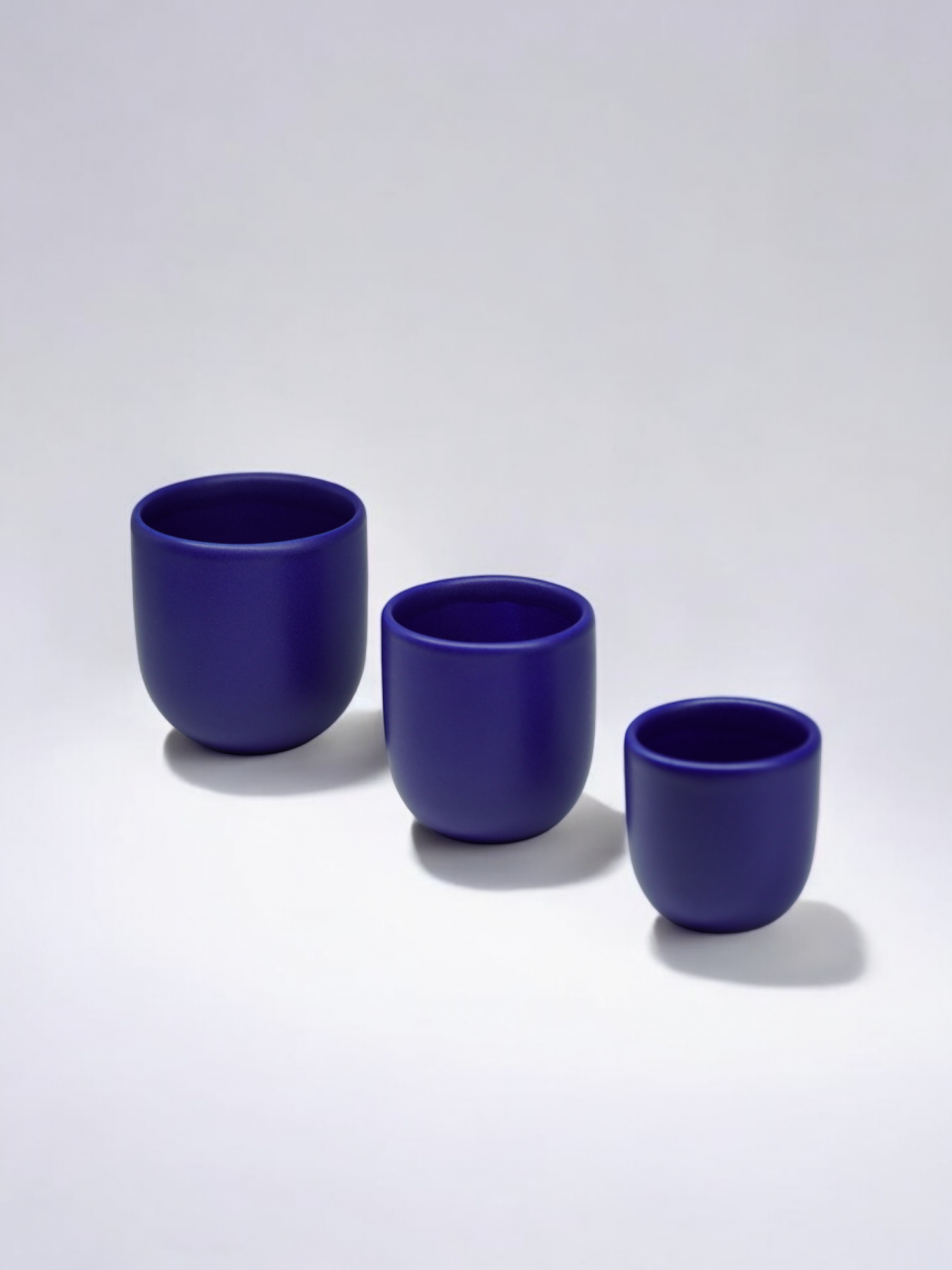 Set 3 Pahare Cafea NOVUM Velaris Cobalt Blue Ceramică Mată – 80 ml, 150 ml, 250 ml [1]