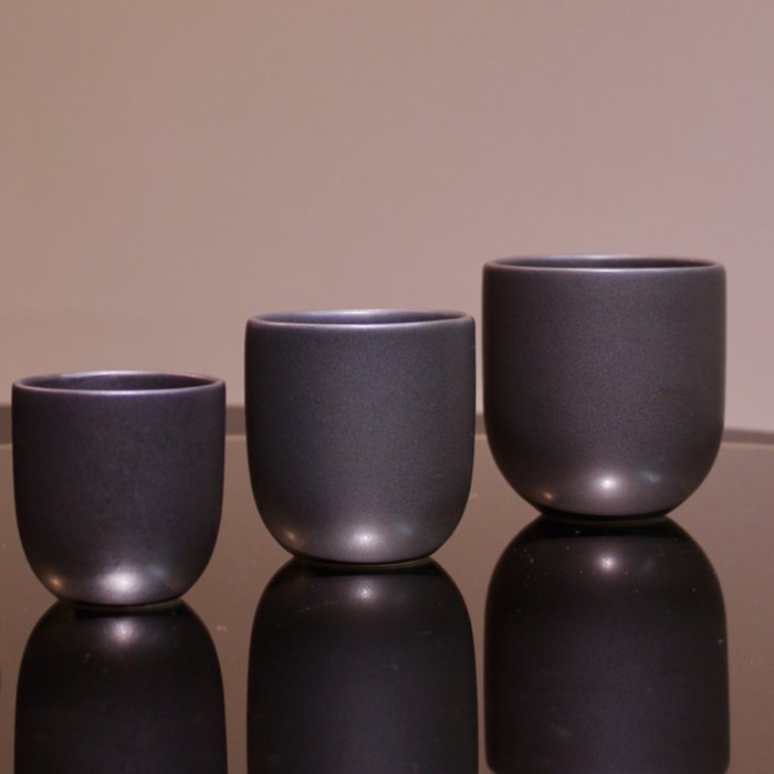 Set 3 Pahare Ceramicã Vulcano (250ml, 150ml, 50ml) Negru Carbon Mat [2]