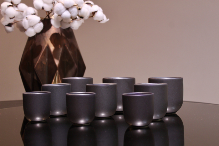 Set 90 Pahare Ceramicã Vulcano (30x250ml, 30x150ml, 30x75ml) Negru Carbon Mat [9]