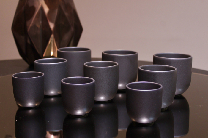 Set 90 Pahare Ceramicã Vulcano (30x250ml, 30x150ml, 30x75ml) Negru Carbon Mat [4]