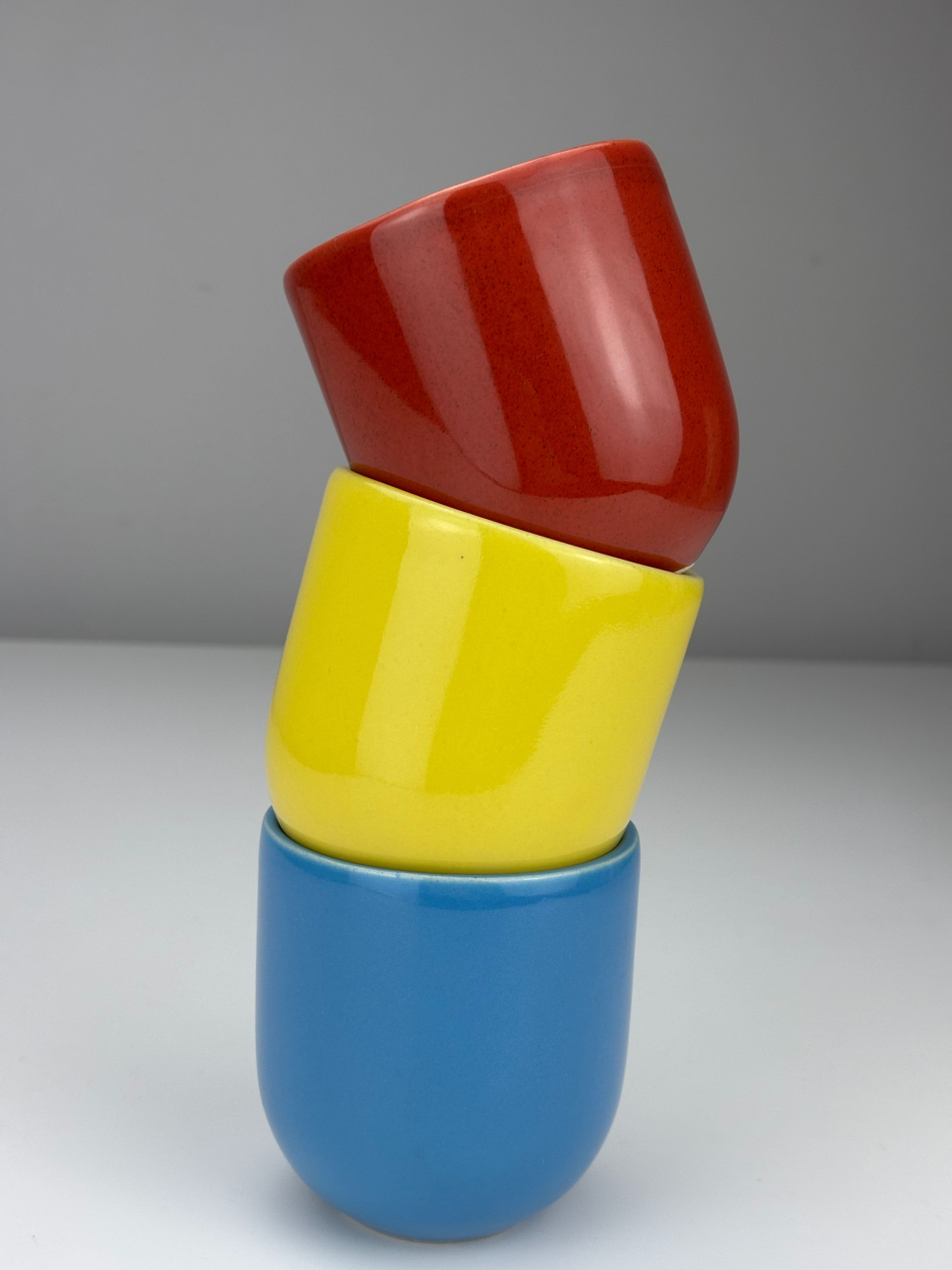 Set 3 Pahare Novum, Culorile României (Roșu, Galben, Albastru), 250ml, Gresie Ceramică Glazurată Manual [2]