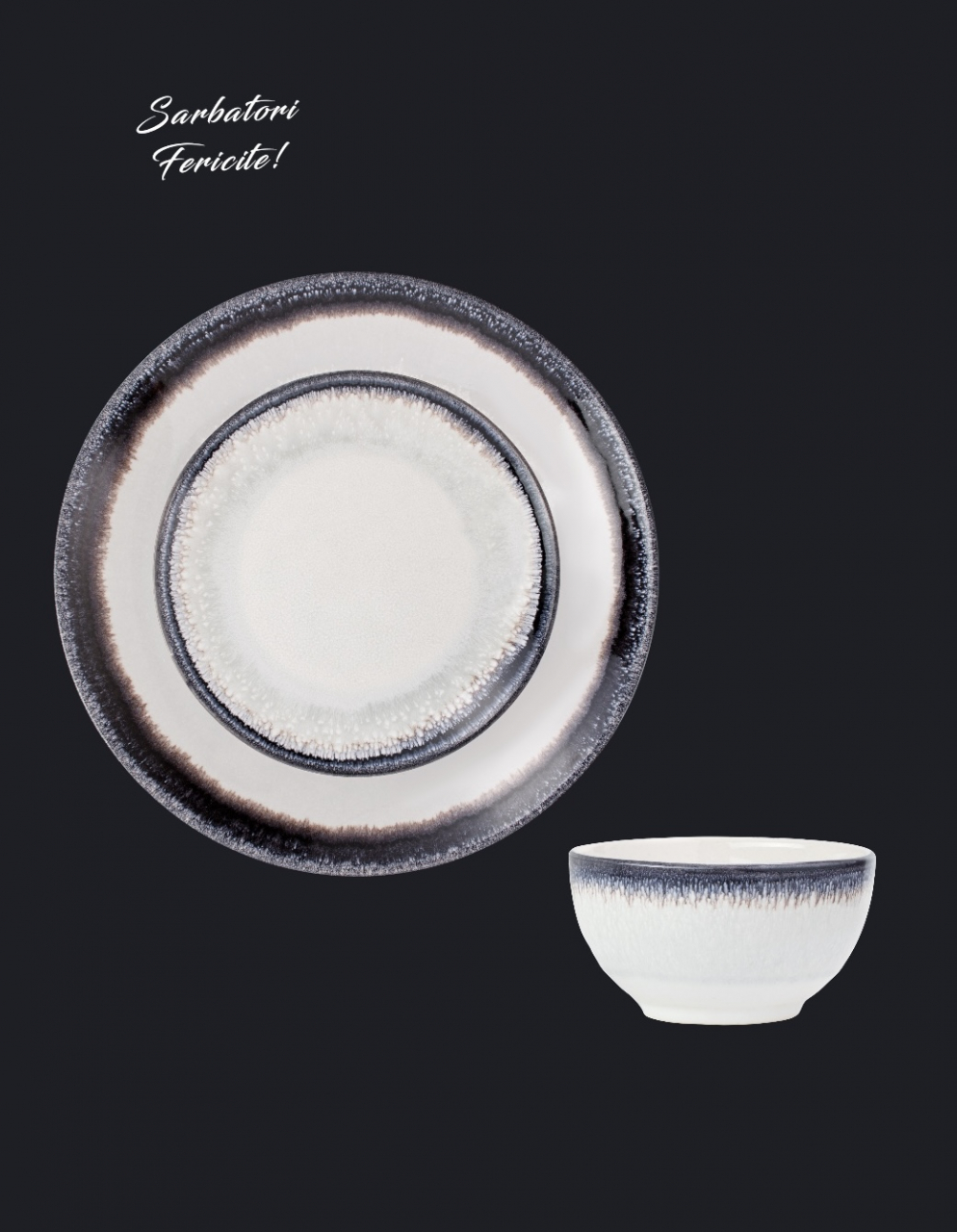 Set 3 Piese Antalis Grey ( Farfurie Mare, Farfurie Mica, Bol ) LA COMANDA 50 de seturi [6]