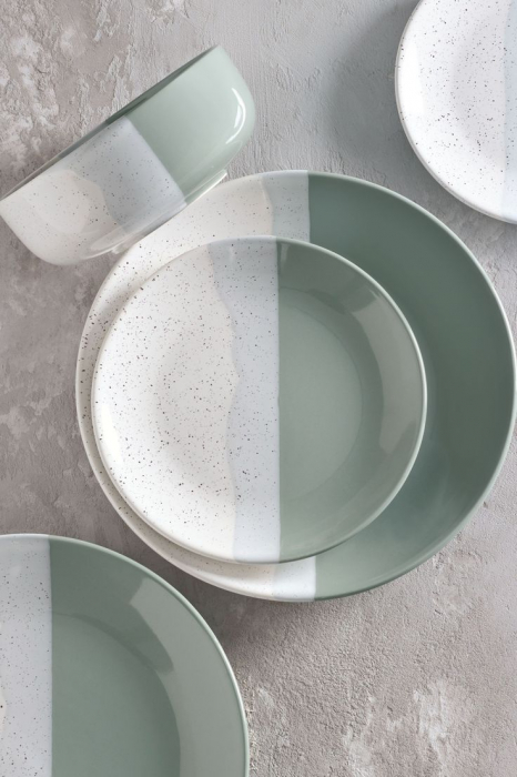 Set 3 Piese Artizan Verde Deschis ( Farfurie 26 cm, Farfurie 20 cm, Bol 16 cm 450 ml ) [4]