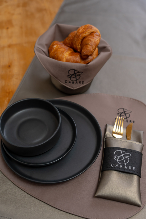 Set 3 Piese Ceramica Vulcano Negru Mat Carbon ( Farfurie Mare 25cm, Farfurie Mica 20 cm &  Bol 15 cm diametru, 5cm inaltime,  400ml) [8]