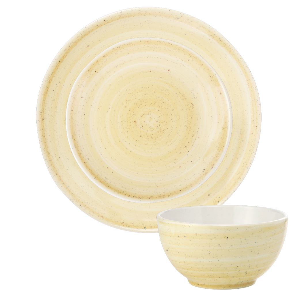 Set 3 Piese Tera Celis Galben-Ocru ( Farfurie Mare 26cm, Farfurie Mica 21cm, Bol 450ml ) [6]
