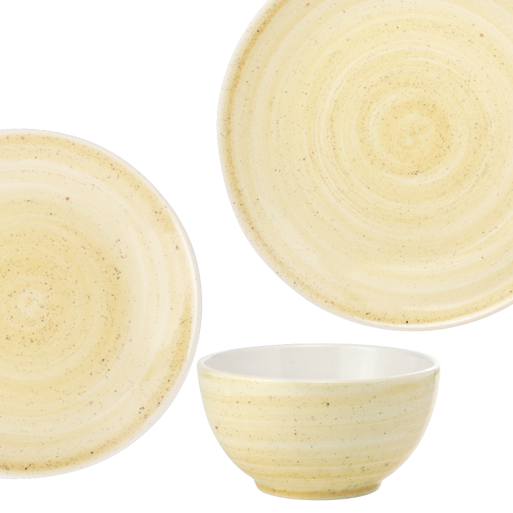 Set 18 Piese Farfurii Tera Celis Galben-Ocru ( Farfurie Mare 26cm, Farfurie Mica 21cm, Bol 450ml ) [6]