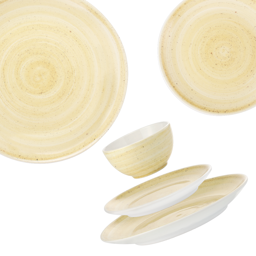 Set 3 Piese Tera Celis Galben-Ocru ( Farfurie Mare 26cm, Farfurie Mica 21cm, Bol 450ml ) [4]
