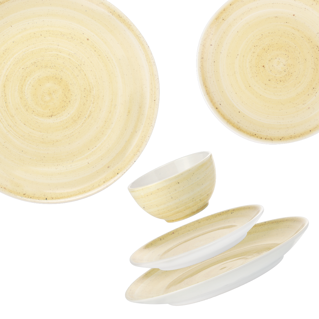 Set 18 Piese Farfurii Tera Celis Galben-Ocru ( Farfurie Mare 26cm, Farfurie Mica 21cm, Bol 450ml ) [3]
