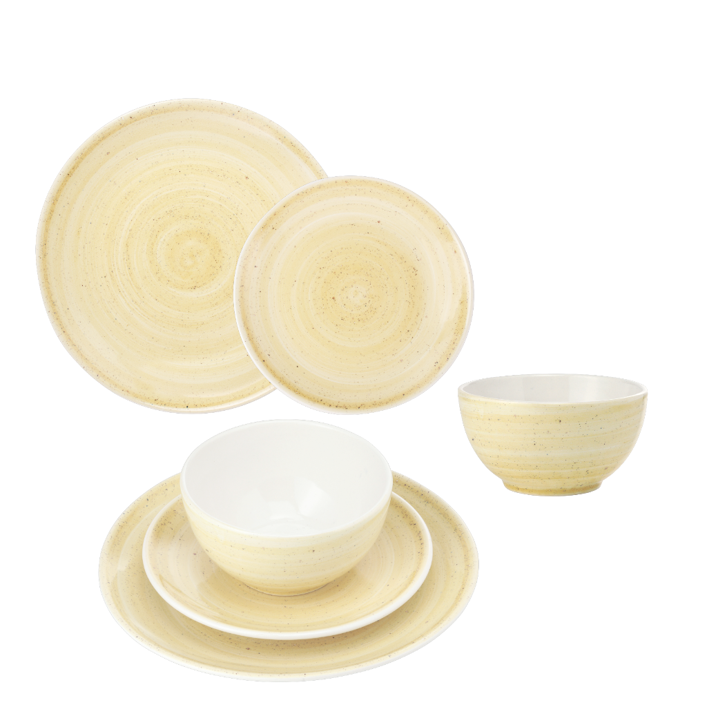 Set 3 Piese Tera Celis Galben-Ocru ( Farfurie Mare 26cm, Farfurie Mica 21cm, Bol 450ml ) [9]