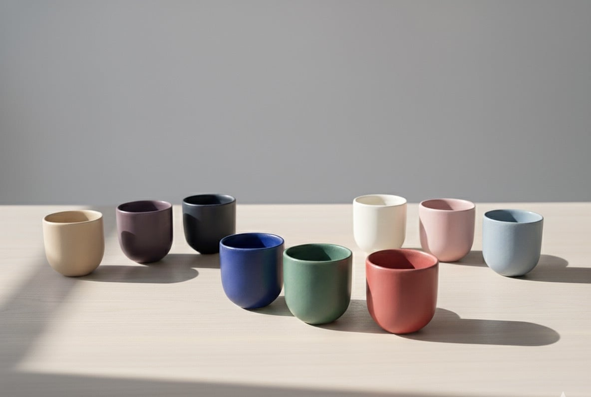 Set 30 Cesti Cafea tip Pahare NOVUM Gresie Glazurata, Diferite Marimi si Culori de Glazuri [9]