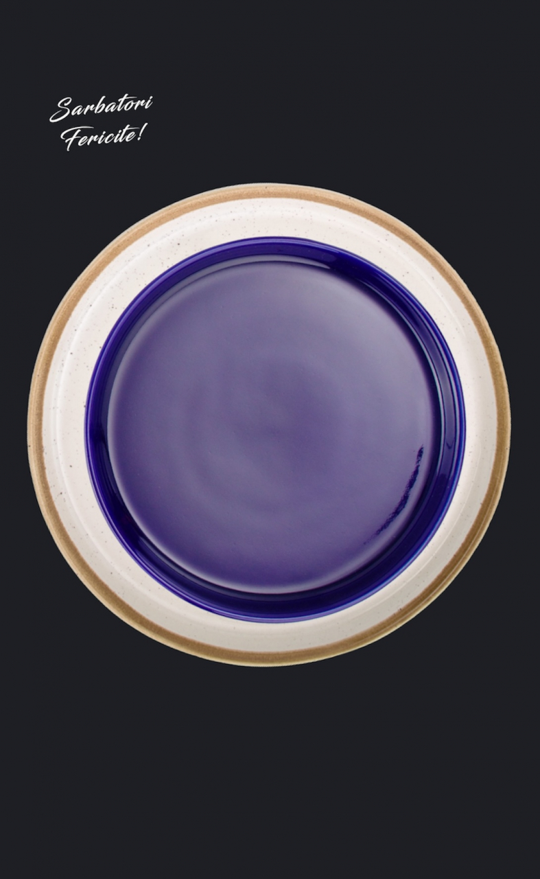 Set 4 Farfurii Sãrbãtori (2 Farfurii mari 25cm Sand Dune, 2 Farfurii mici 20cm Cobalt) [9]