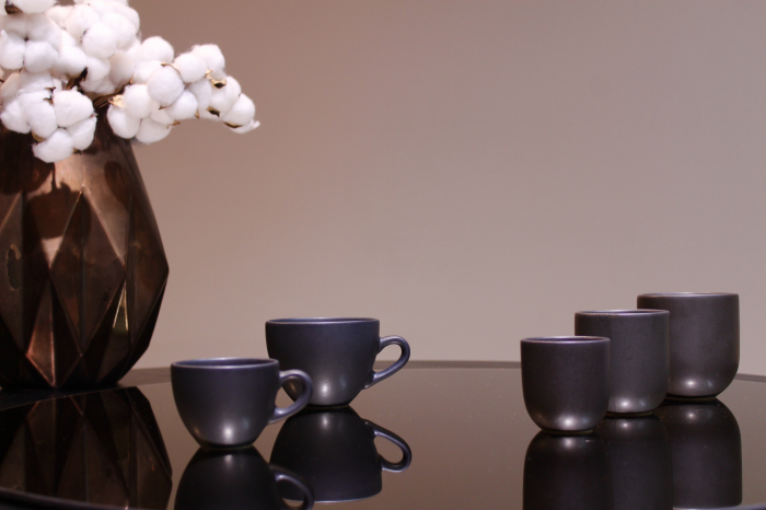 Set 48 Cesti Cafea Vulcano (24 Cesti Espresso 70ml, 24 Cesti Cappuccino 200ml) Negru Mat Carbon [4]