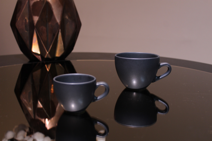 Set 200 Cesti + 200 Farfurii Cafea Vulcano (100 Cescã Espresso 70ml, 100 Ceașcă Cappuccino 200ml, 200 Farfurii ) Negru Mat Carbon [6]