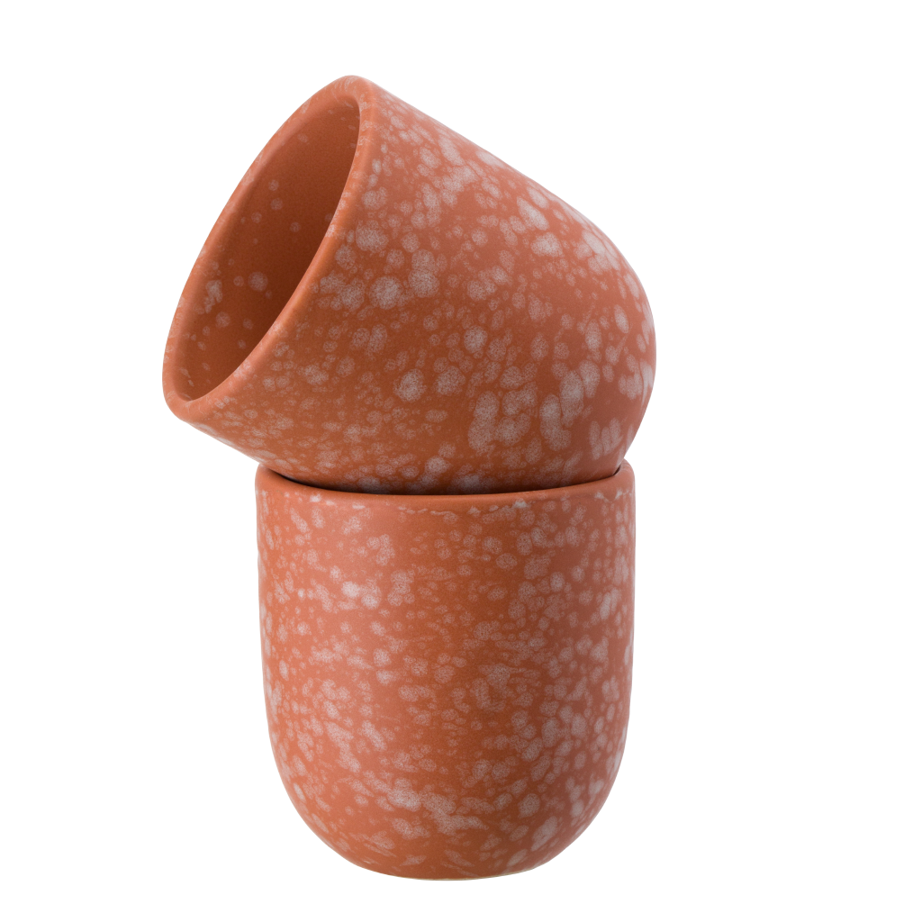 Set 6 Pahare Cafea Novum (3 X 250ml Maro Mat, 3 X 150ml Portocaliu Granit Mat) Gresie Glazuratã Manual - Black Friday [4]