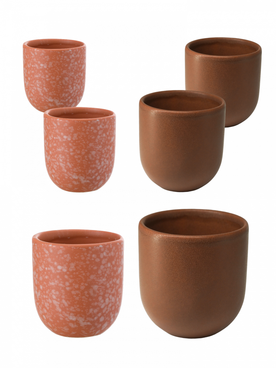 Set 6 Pahare Cafea Novum (3 X 250ml Maro Mat, 3 X 150ml Portocaliu Granit Mat) Gresie Glazuratã Manual - Black Friday [3]