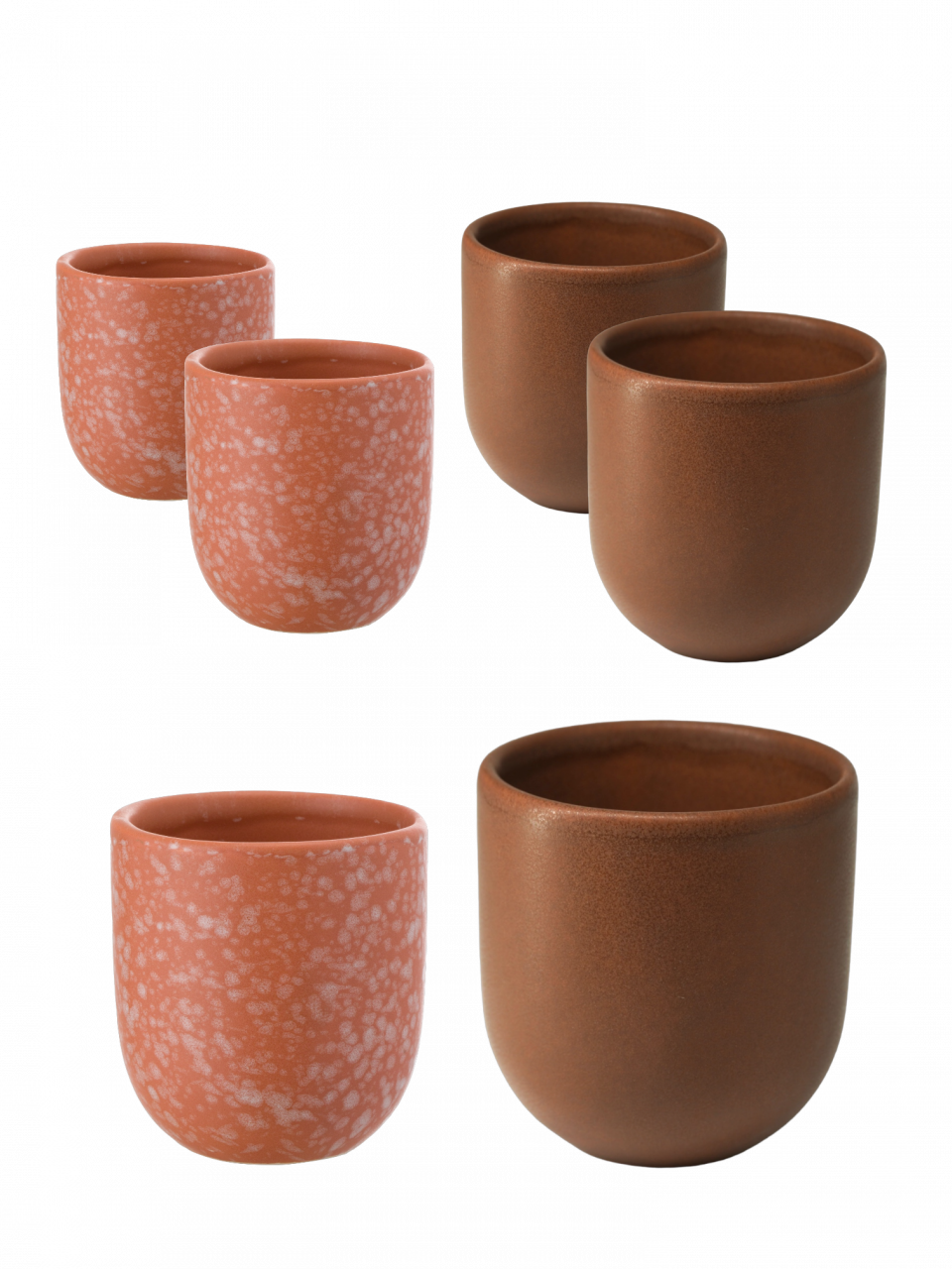 Set 6 Pahare Cafea Novum (3 X 250ml Maro Mat, 3 X 150ml Portocaliu Granit Mat) Gresie Glazuratã Manual - Black Friday [2]