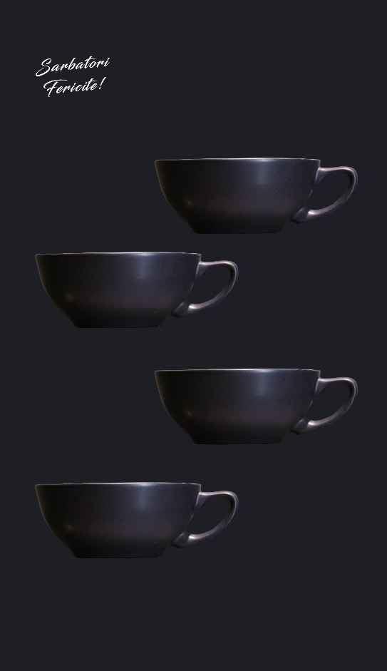 Set Cadou 4 Cești Vulcano Adora 300ml (design organic, formă atipicã) Negru Mat (2 + 2 cadou) [3]