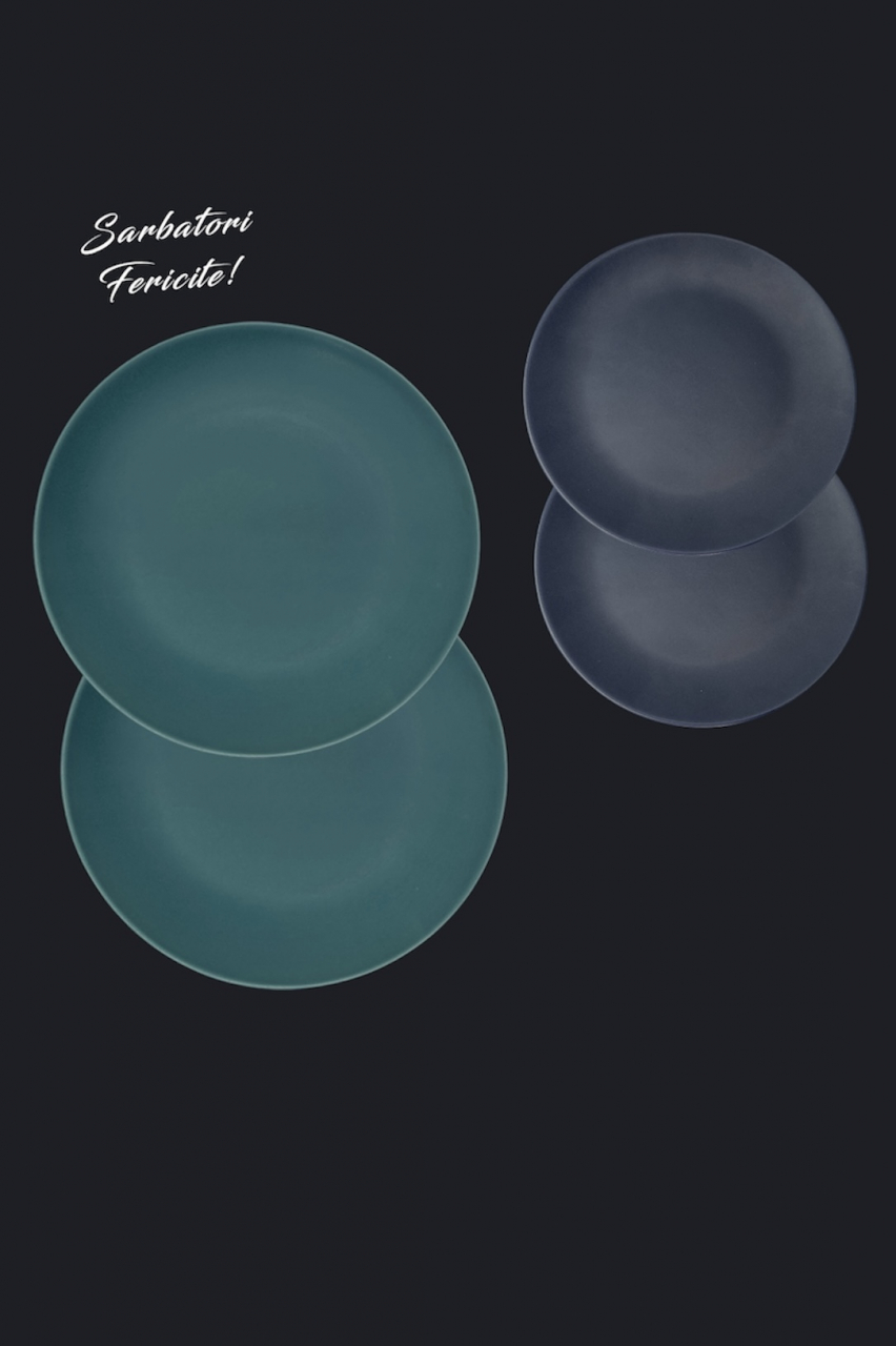 Set Cadou 4 Farfurii MADE Pantone (2 Farfurii Mari Verde Mat 26cm, 2 Farfurii Desert Indigo 21cm) [8]
