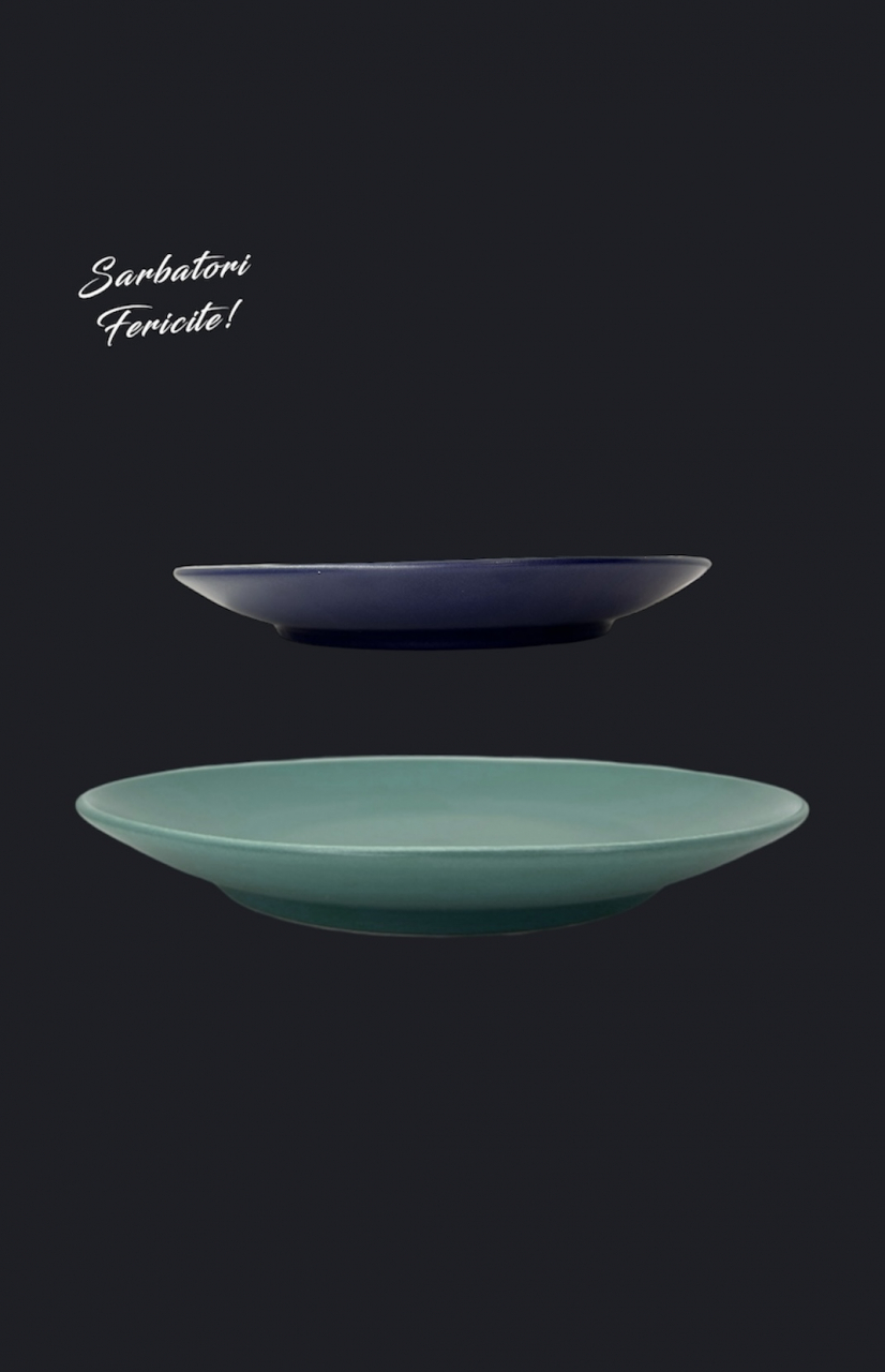 Set Cadou 4 Farfurii MADE Pantone (2 Farfurii Mari Verde Mat 26cm, 2 Farfurii Desert Indigo 21cm) [7]
