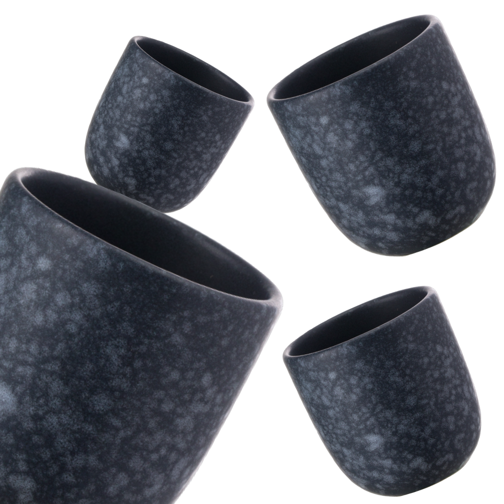 Set Cadou 4 Pahare Ceramica Novum (Granit-Negru, Mat, 150ml) Gresie Glazuratã Manual [3]