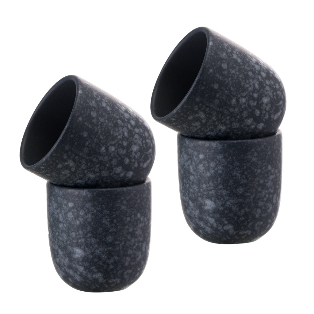 Set Cadou 4 Pahare Ceramica Novum (Granit-Negru, Mat, 150ml) Gresie Glazuratã Manual [2]