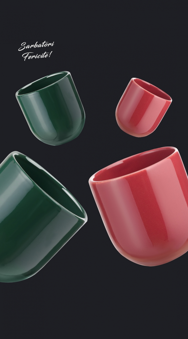 Set Cadou 4 Pahare Ceramică Novum Sãrbãtori (2 Pahare Rosii 250ml, 2 Pahare Verzi 250ml) [4]