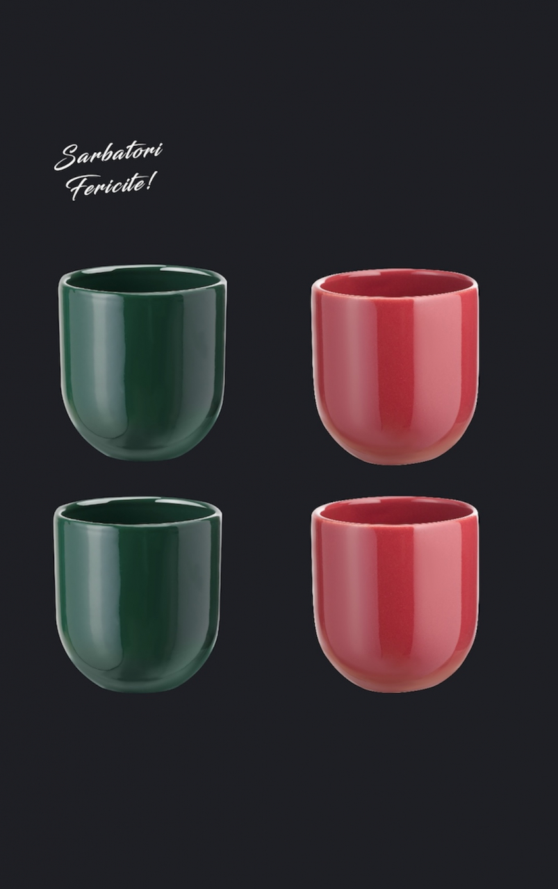 Set Cadou 4 Pahare Ceramică Novum Sãrbãtori (2 Pahare Rosii 250ml, 2 Pahare Verzi 250ml) [3]