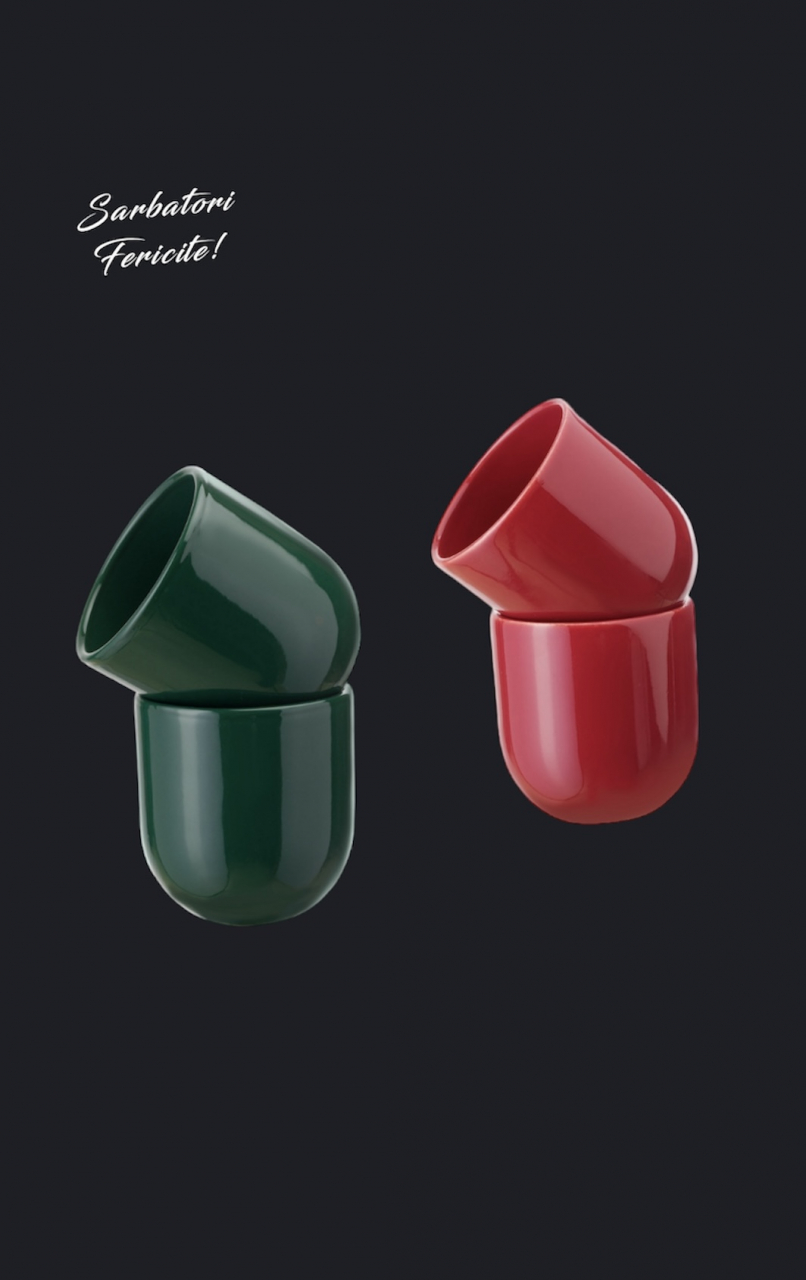 Set Cadou 4 Pahare Ceramică Novum Sãrbãtori (2 Pahare Rosii 250ml, 2 Pahare Verzi 250ml) [5]