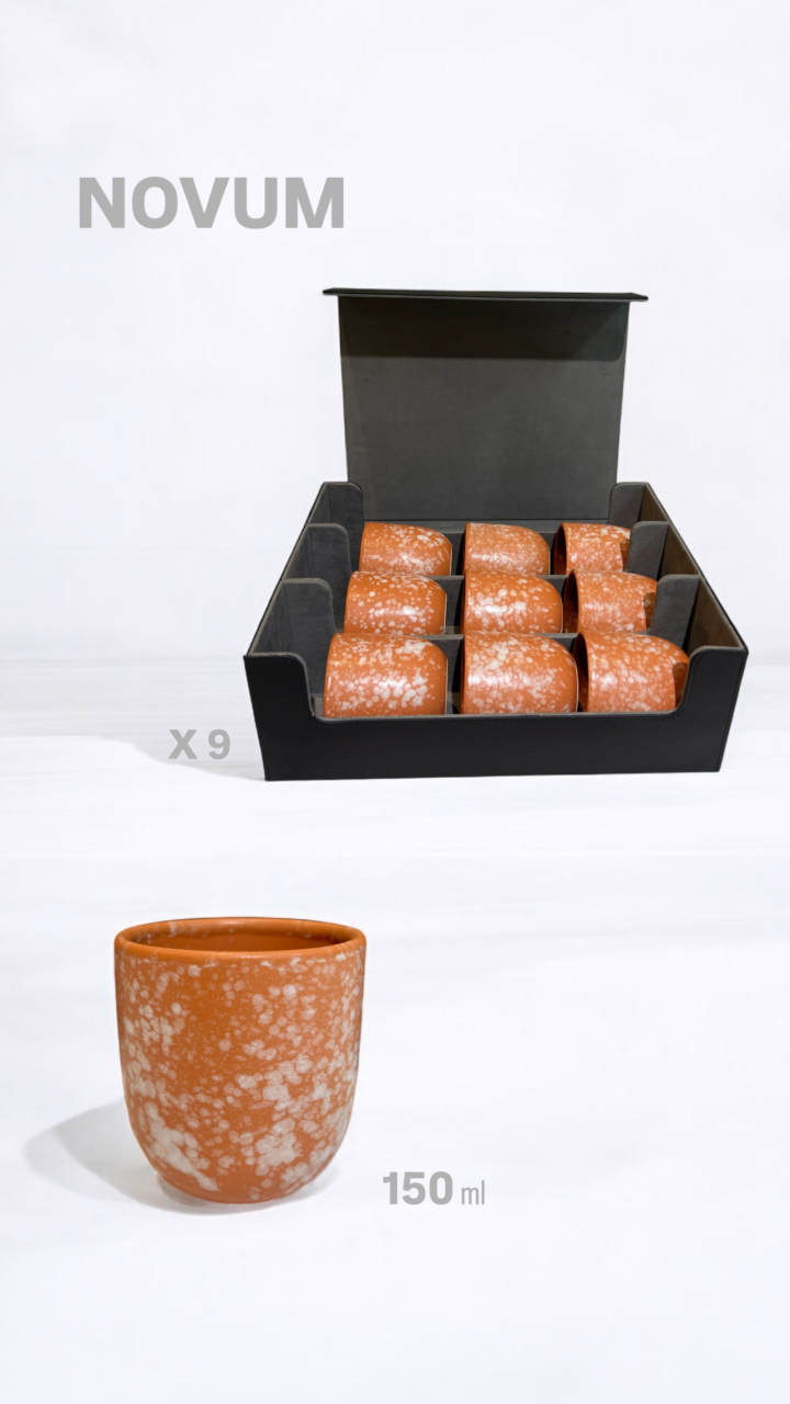 Set Cadou 9 Pahare Cafea Novum Granit Orange Pearl (9 pahare 150ml, cutie premium) [2]