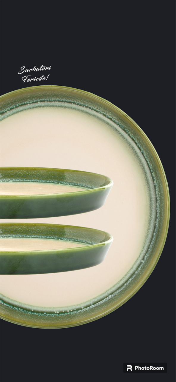 Set Cadou Ceramică Infinity Green (2 Farfurii Mari 25cm, 2 Cãni 300ml) Exceptional [8]