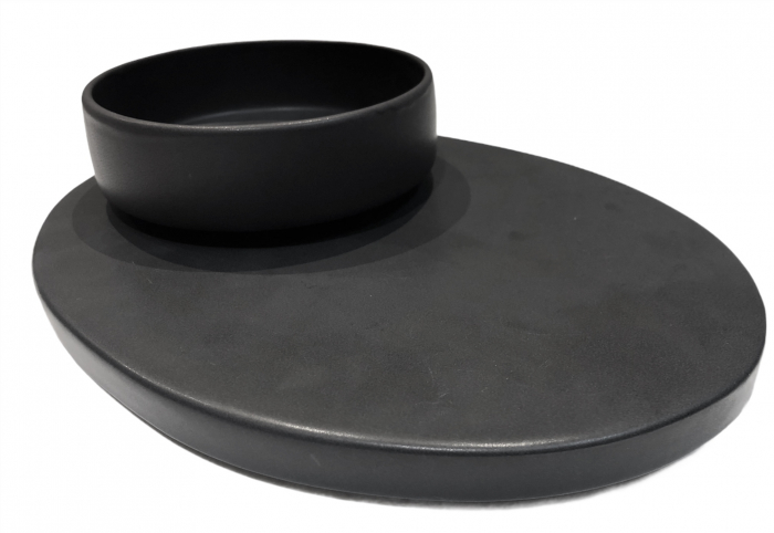 Set 48 Piese Sushi Vulcano ( 24 Platouri Sushi + 24 Boluri Vulcano) Glazura Negru Mat Carbon [5]