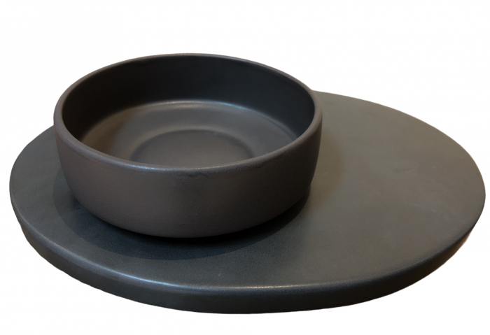 Set 48 Piese Sushi Vulcano ( 24 Platouri Sushi + 24 Boluri Vulcano) Glazura Negru Mat Carbon [4]