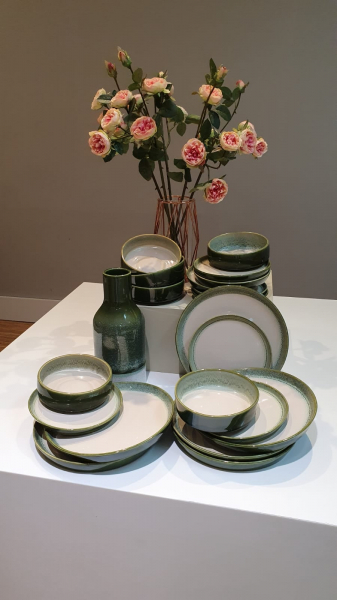 Vaza Ceramica Infinity Green Glazurare Manuala [3]