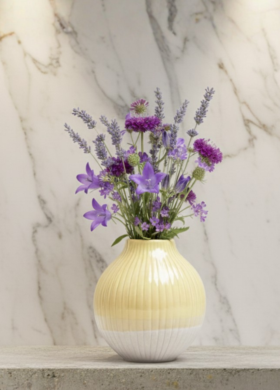 Vaza galbena cu baza glazura granit (micã 11,5cm) [1]