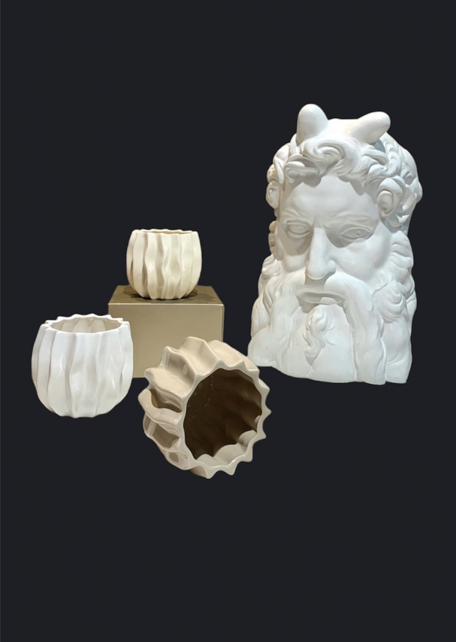 Vazã / Ghiveci Nabuco Alb sau Crem (Diamentru 16cm inaltime 14cm) [10]