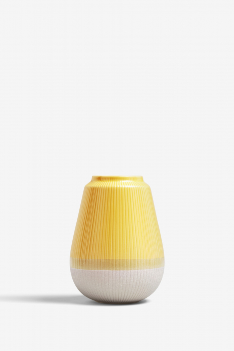 Vaza mare galbena cu baza glazura granit 23 cm [5]