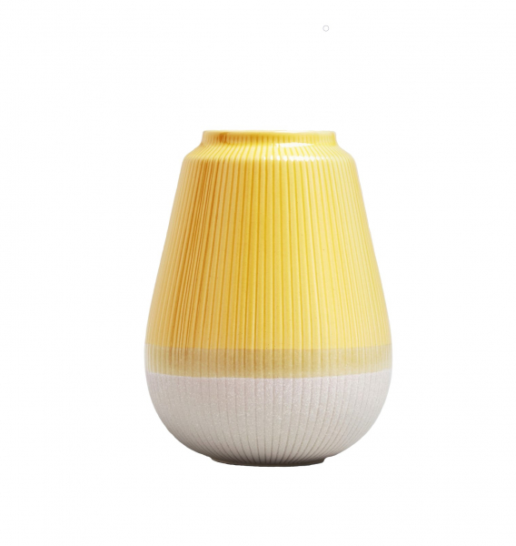 Vaza mare galbena cu baza glazura granit 23 cm [3]