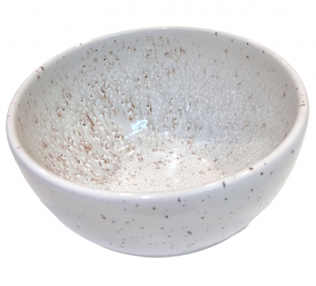 Bol Ceramicã NOVA - 14cm: Alb & Gri cu Picățele Vișiniu Închis [2]
