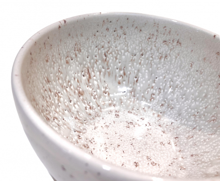 Bol Ceramicã NOVA - 14cm: Alb & Gri cu Picățele Vișiniu Închis [3]