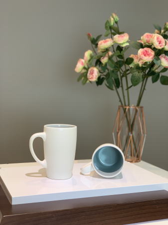 Cană Ceramică LOVE Latte (Alb Perlat Mat+Gri) 400ml [2]