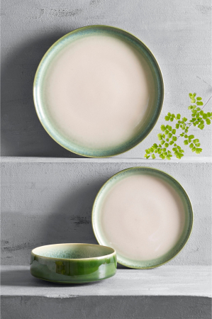SET 108 Farfurii Desert 20cm Infinity Green, Glazurare Manualã (Horeca Profesional) [3]