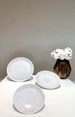 Farfurie Mică NOVA - 20cm: Alb & Gri cu Picățele Vișiniu Închis [3]